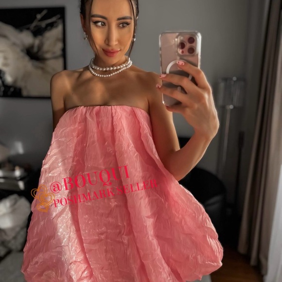 BLOGGERS FAV ZARA PINK ORGANZA BALLOON MINI DRESS - Picture 9 of 11